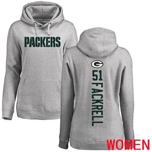 Green Bay Packers Ash Women #51 Fackrell Kyler Backer Nike NFL Pullover Hoodie Sweatshirts